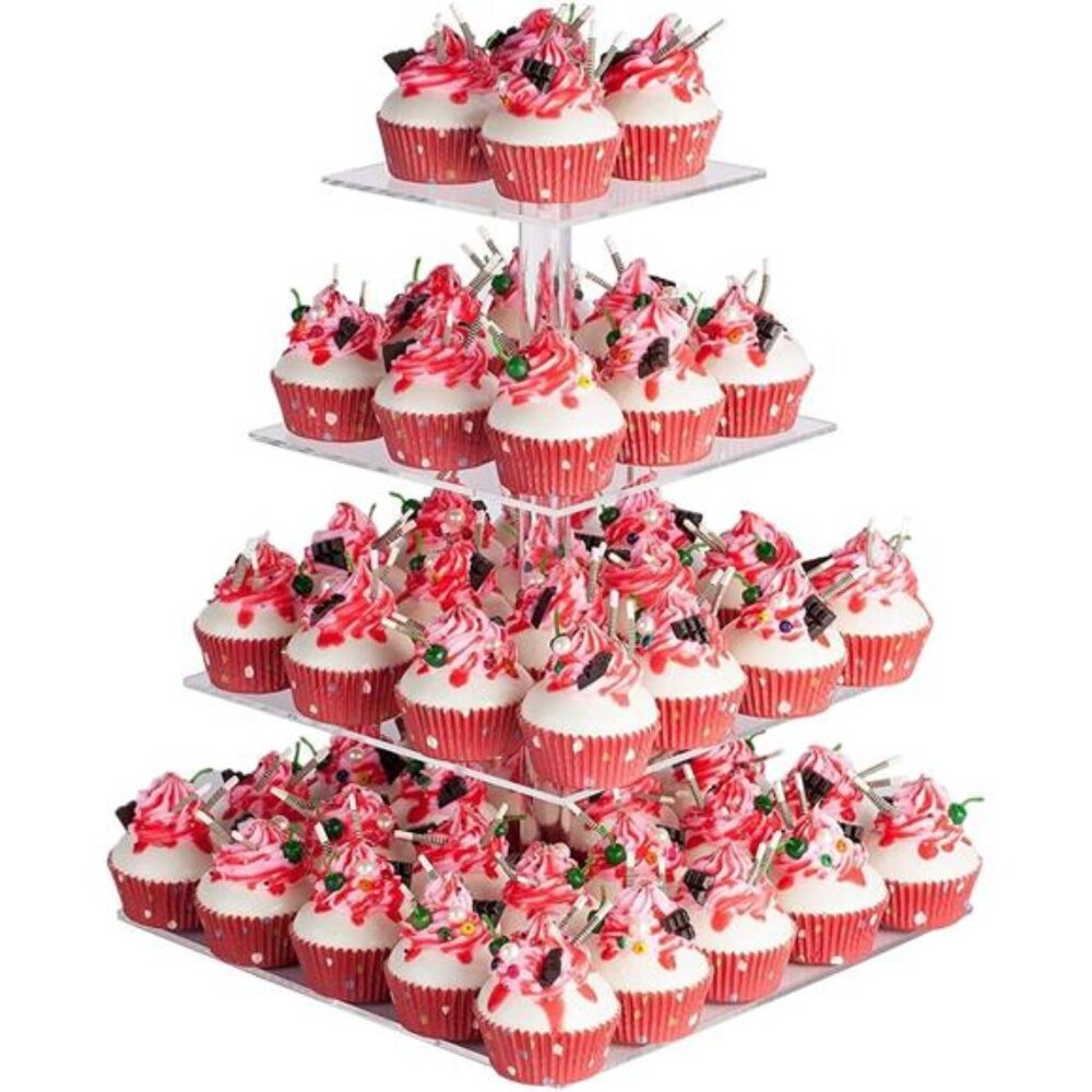 4 Tier Acrylic Cupcake Stand, Premium Cupcake Holder, Acrylic Cupcake Holder